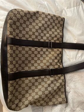 Gucci Beige and Brown GG Monogram Shoulder Tote